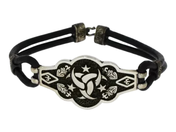 Lederarmband Donner mit gemusterter Silberplatte